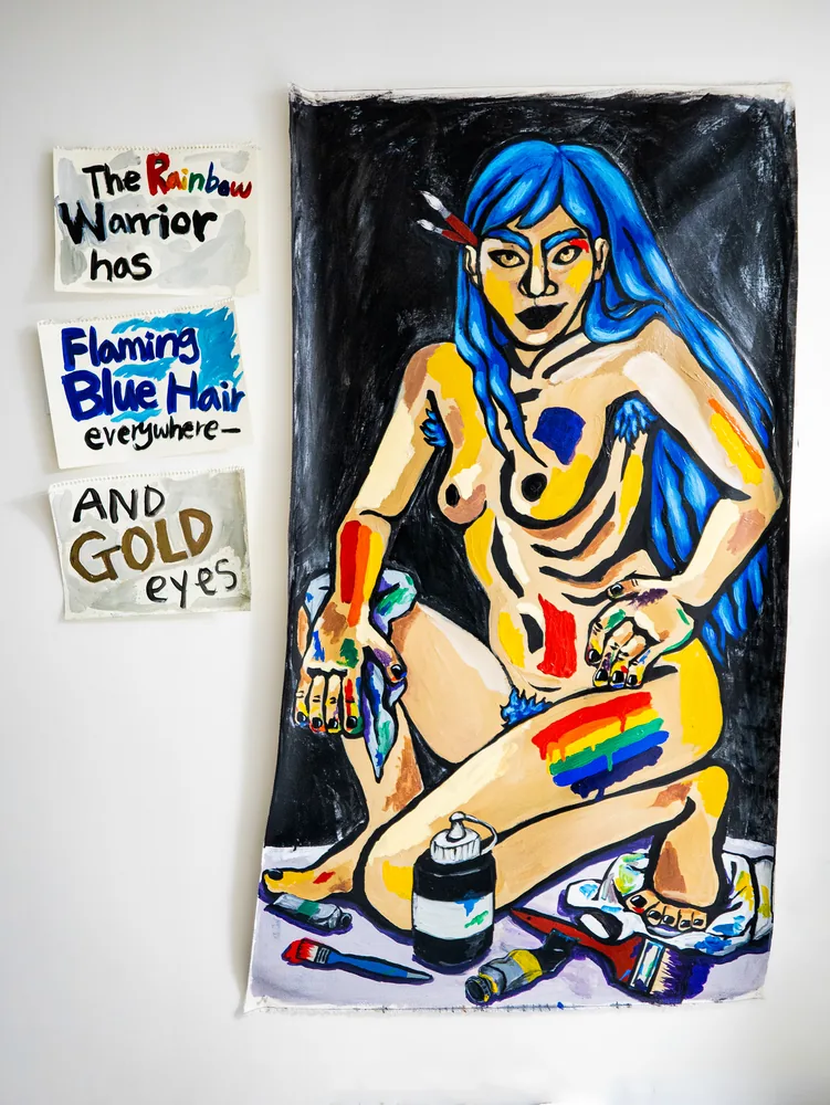 The Rainbow Warrior has Flaming Blue Hair and Gold Eyes (2021)