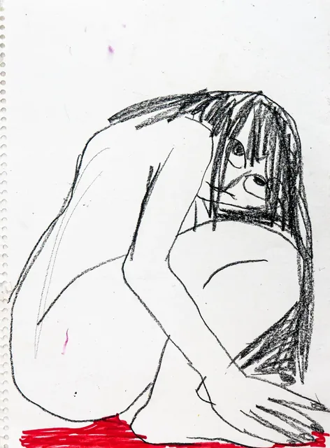 Self-portrait drawing &mdash; 32